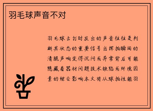 羽毛球声音不对